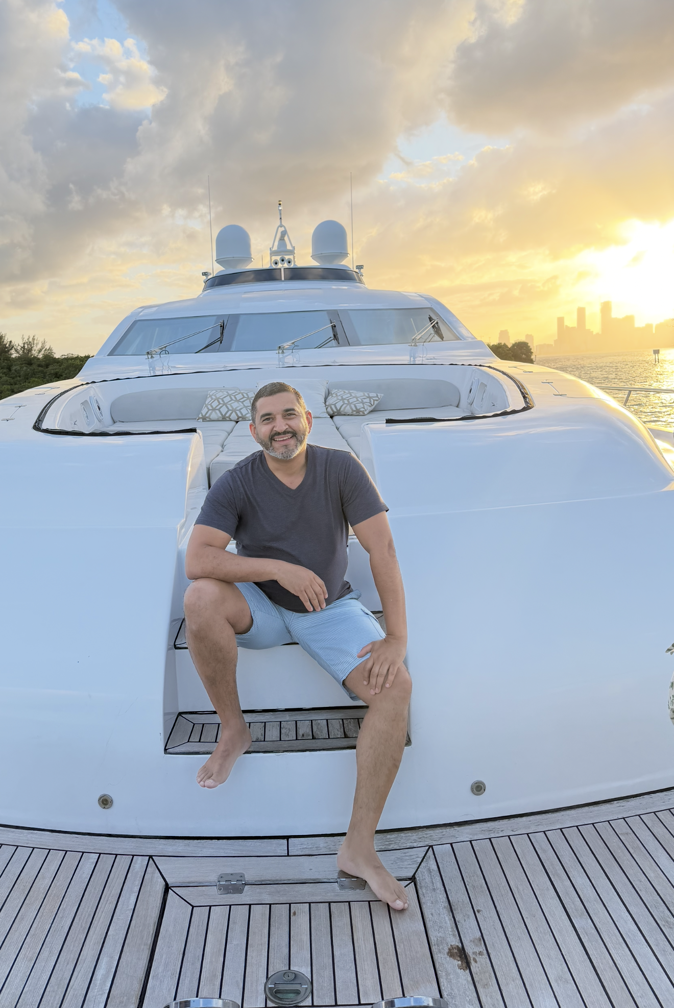 Miami sunset yacht charter golden hour Biscayne Bay