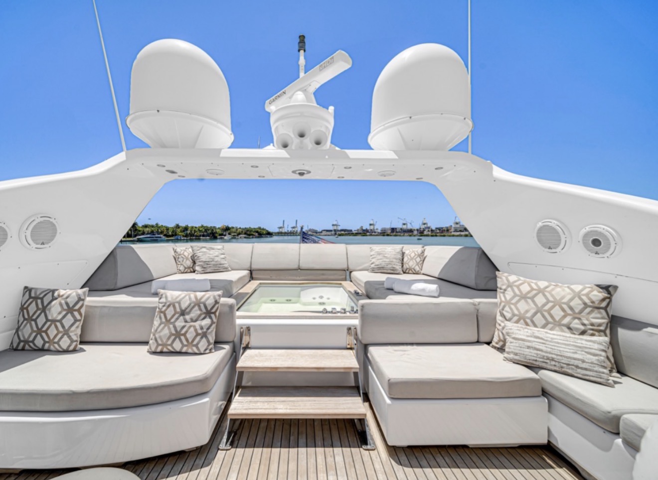 Flybridge deck with Jacuzzi Miami yacht